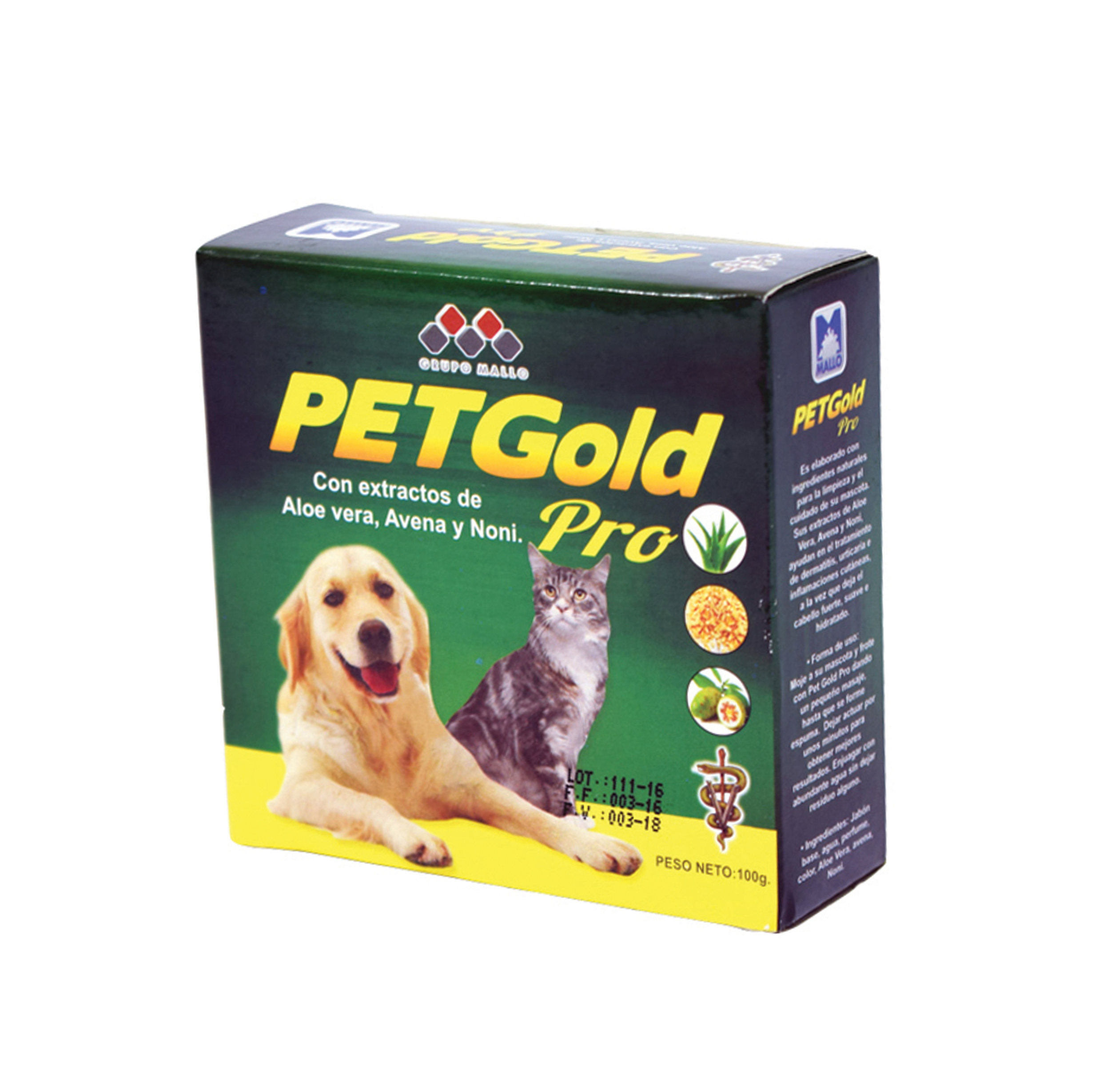 JABON EN BARRA PET GOLD PRO Extracto de Aloe Vera perros y gatos